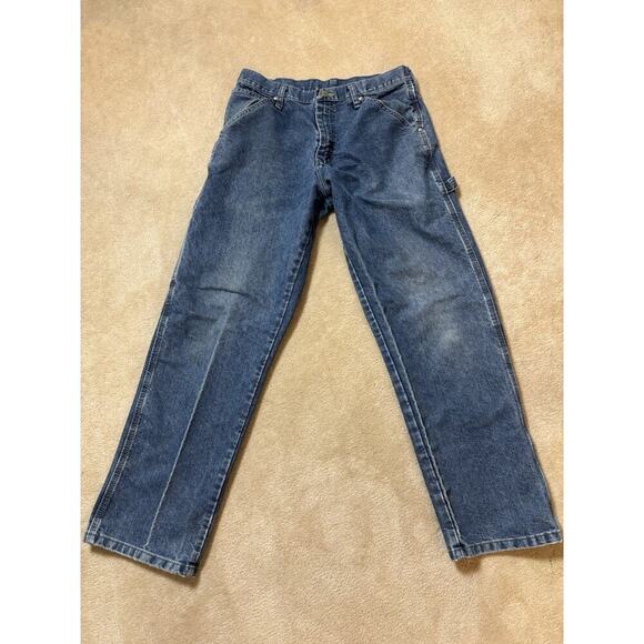 Vintage 1990s Wrangler Distressed Carpenter Denim Faded Straight Leg Jean 30x30 - Picture 1 of 5